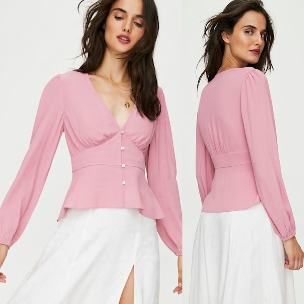 Aritzia Wilfred warm pastel pink prairie blouse size small
